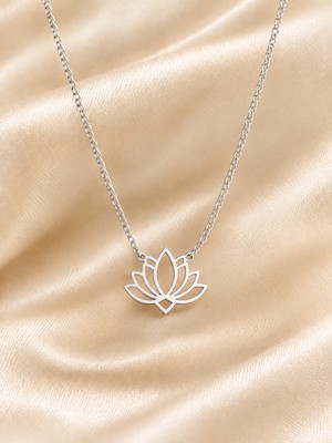 Takı Ustası Lotus Çiçeği Figürlü Minimal Kolye 925 Ayar Orjinal Gümüş Zarif Kadın Kolye