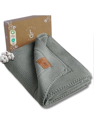 Happy Trend Organik Pamuklu Bebek Battaniyesi Kızlar/erkek Çocuklar Için 80X100 cm - Kundak ve Bebek Battaniyesi, Yumuşak Hafif Örgü Battaniye (Yeşil)