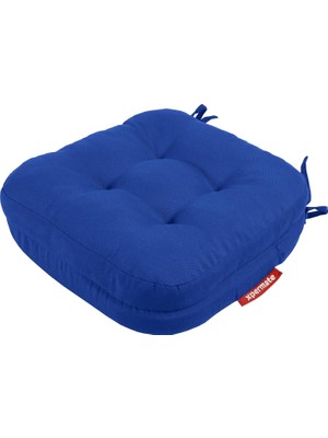 Happy Trend Çift Kat Sandalye Minderi Fermuarlı Yıkanabilir Kılıf Bağcıklı Su ve Yağ Itici 42X42X8 cm (Mavi)