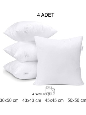 Happy Trend Home Premium Kare Kırlent Iç Yastık 1.kalite Elyaf Dolgulu Oyuncu Koltuk Yastığı (4 Adet, 45X45)