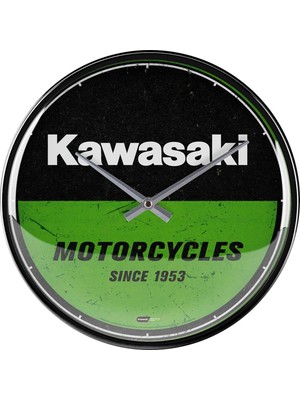 Happy Trend Kawasaki Retro Duvar Saati, Çap 31 Cm, Motosikletçiler Için Hediye Fikri, Orijinal Lisanslı Ürün (Olp), Büyük Mutfak Saati, Vintage Tasarım