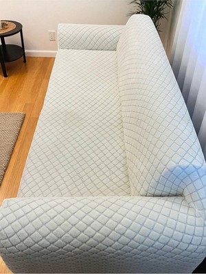 Happy Trend Peluş Lastikli Koltuk Örtüsü 3 Kişilik Yıkanabilir Esnek Koltuk Kılıfı Krem 180 x 230