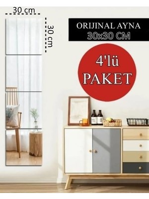 Happy Trend Adet 30X30 cm Dekoratif Kare Ayna - Çift Taraflı Bant Ile Gönderilir, Gerçek Cam Ayna