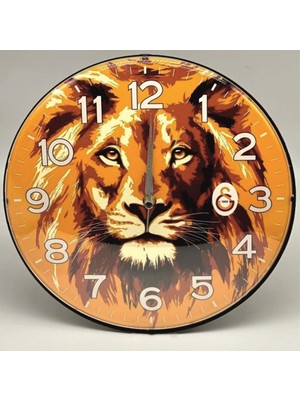 Happy Trend Lisanslı Duvar Saati Aslan Temalı 30 cm Yuvarlak