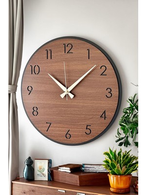 Happy Trend Modern Regulus Ahşap Duvar Saati 48CM Siyah 48 x 48