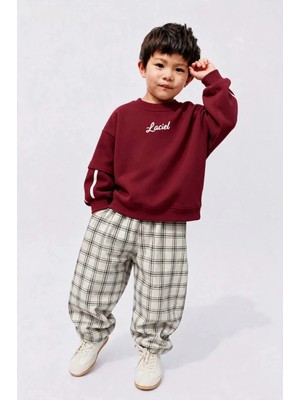 Poala Kids Erkek Çocuk Ekose Desenli Gabardin Pantolon