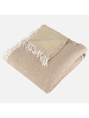 Happy Trend Throw 4 Katlı Müslin Koltuk ŞALI|125X190 | Bürümcük Doku (Latte)