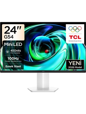 TCL 24G54 Ofis ve Çalışma Monitörü 24" 100Hz Fhd Mini LED Va Panel Ev, Okul ve Iş Ekranı (Hdmı+Vga, 400 Nits, Göz Koruma) (TCL Türkiye Garantili)