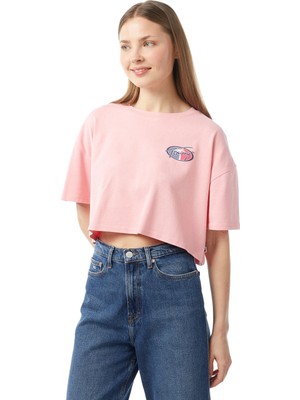 Tommy Hilfiger Tommy Jeans Ovs Crp Archive Ext Kadın Pembe Crop T-Shirt