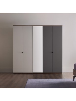 Enza Home Cordell 5 Kapaklı Gardrop Beyaz Ayna ile Geniş Depolama Alanı Sunan Ahşap Ürün