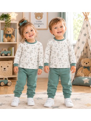 Biberon Baby Erkek-Kız Bebek Takım %100 Pamuklu Uzun Kollu Maymun Baskılı