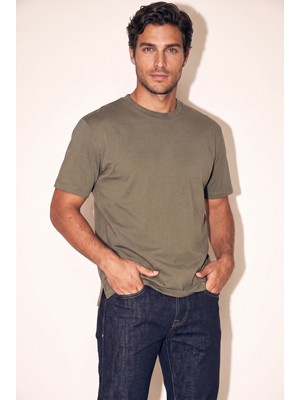 O Yaka Fırçalı 2 İplik T-Shirt JSCO