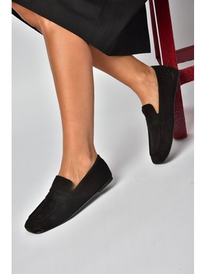 Fox Shoes Z250010202 Siyah Süet Günlük Kadın Ayakkabı