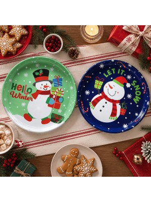Sarkap Home 26 cm Snowman Mint & Lacivert 2'li Meyve Tabağı Seti