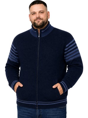 Battal Moda Erkek Büyük Beden Lacivert Çizgili Cepli Hattush Ceket 5xl-6xl-7xl-8xl