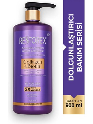 Restorex Collagen & Biotin Dolgunlaştırıcı Şampuan 900 ml – Hacim ve Güçlendirme