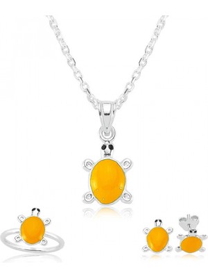 Pileli Store Gümüş Turuncu Kaplumbağa Çocuk Set