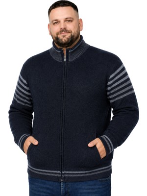 Battal Moda Erkek Büyük Beden Siyah Çizgili Cepli Hattush Ceket 5xl-6xl-7xl-8xl