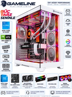 Gameline White Edition| Intel Core I5-14400F | Msı Pro H610M-E Ddr5 | Rtx 5060 Ti 8gb | 16GB Ddr5 | 1tb Nvme SSD | Oyuncu Bilgisayarı