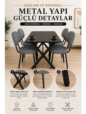 Bambeds Mobilya Masa Takımı Yemek Masası 70X110  4 Sandalye