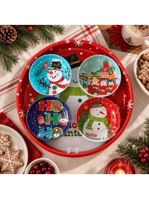 Sarkap Home 26 cm Winter Time Meyve Tabağı ve 4'lü Çerezlik Seti