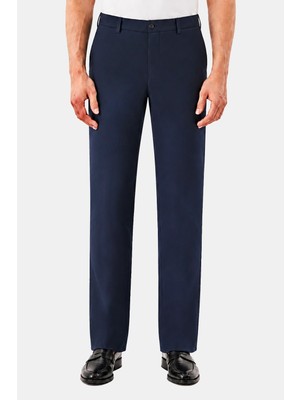 Sabri Özel Lacivert Yanı Lastikli Köprülü Kemerli Slim Fit Jogger Pantolon