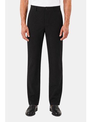 Sabri Özel Siyah Yanı Lastikli Köprülü Kemerli Slim Fit Jogger Pantolon