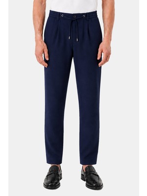 Sabri Özel Lacivert Regular Fit Yan Cep Lastikli Bel Klasik Paça Jogger Pantolon