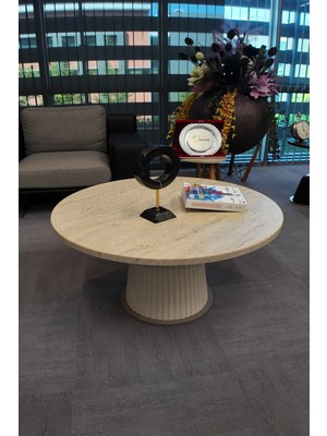 Decoramis Milano Orta Sehpa Traverten Komple Krem - 25MM Mdf