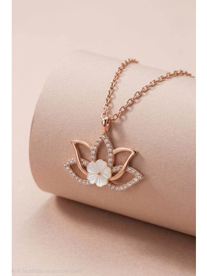 Gümüş Pazarım Lotus Çiçeği Kadın Gümüş Kolye
