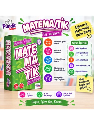 Pundit Game Matematik Kutu Oyunu Eğitici İçerik ile 5-99 Yaş Zihinden Matematik Öğrenme