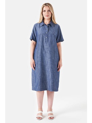 Tolga Saraçoglu Tolga Saraçoğlu Kot Görünümlü İnce Kumaş Rahat Kesim Elbise 26YTS40298