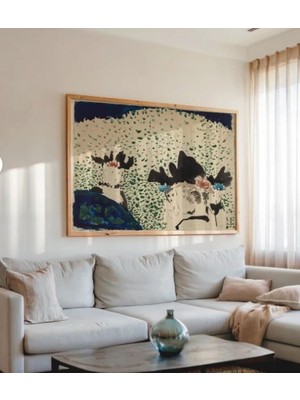 Pegziz Şapkalı Dört Kadın Çerçeveli Sanat Poster Duvar Dekoru