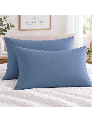 Seralay Home Mavi Renk 2 Li Yastık Kılıfı Fermuarli