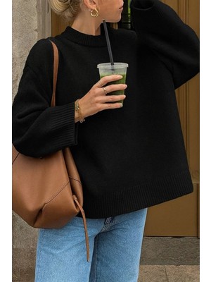 Kadın Balıkçı Yaka Oversize Yeni Sezon Triko Kazak