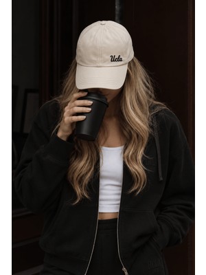Ucla DAMIAN Kemik Rengi Baseball Cap Suni Deri - Unisex Şapka