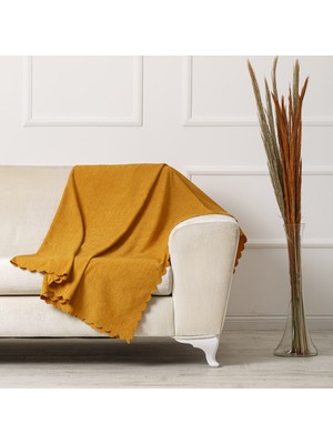 Velerde Home Standart Boy | Kolları kapamaz  Hardal Sarı Şönil Çift Taraflı Kaymaz Koltuk Örtüsü Çekyat Örtüsü | Koltuk Şalı | Renk : Hardal Sarı 175 x 215 cm Çok Amaçlı Kullanım
