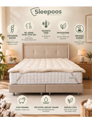 Sleepoos Tek Kişilik Yün Yatak Pedi