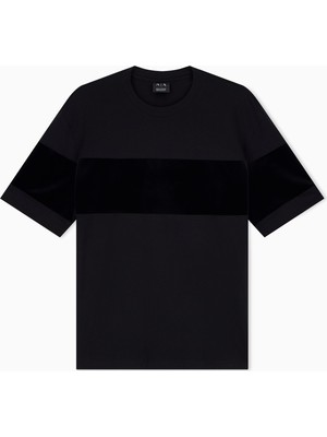 Armani Exchange Erkek Regular Fit Pamuklu Renk Bloklu Kısa Kollu Siyah T-Shirt XM003084 AF10356-UC001