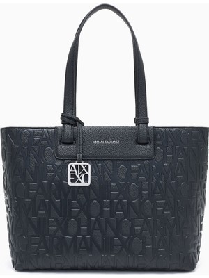Armani Exchange Kadın Ax Logo Kabartmalı Monogram Desenli Siyah Omuz Çantası XW001481 AF15774-UC001