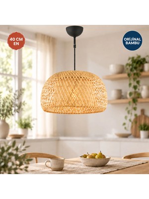 Apliqa Briella Tekli Rattan Tasarım Avize Metal Malzeme ve Hasır Renk ile Modern Dekor