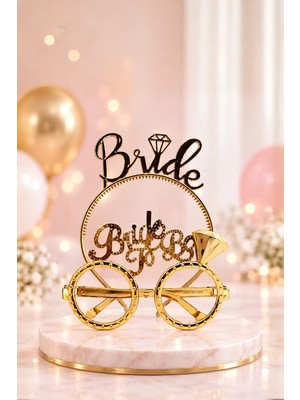Patladı Gitti Bride To Be Tac Gözlük Seti Gold Renk Parti Aksesuar Taç Gözlük