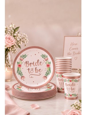 Patladı Gitti 8 Adet Bride To Be Temalı Tabak Bardak Set