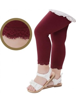 Dore Bebek Bileği Dantelli Cotton Tayt Çorap - Bordo