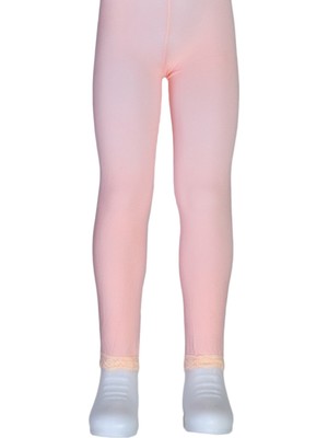Dore Kız Çocuk Bileği Dantelli Cotton Tayt - Somon