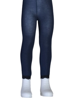 Dore Kız Çocuk Bileği Dantelli Cotton Tayt - Lacivert