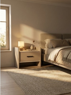 Ahşap Komodin, Tek Çekmeceli Yatak Odası Gece Standı Minimalist Yan Sehpa