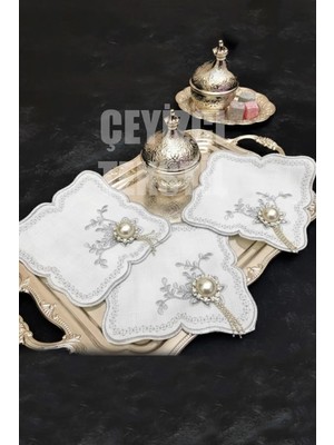 Çt Çeyizci Tekstil Sunumluk Peçete, Kokteyl Peçetesi, Kahve Yanı Sunumluk, Bardak Altlığı 3 Adet Sunum Peçetesi