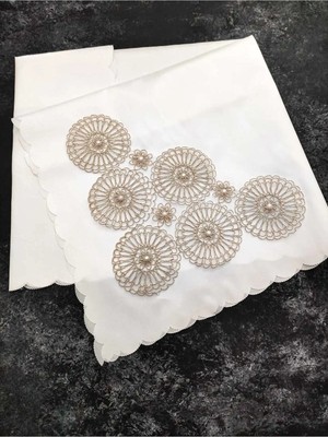 Çt Çeyizci Tekstil Incili Bohça, Incili Işlemeli Gelin Bohçası, Nişan Bohçası - Kahve