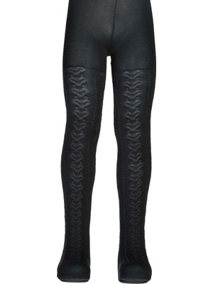 Dore Kız Çocuk Ayşe Desenli Cotton Külotlu Çorap - Siyah